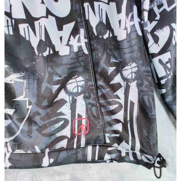 AND1 Black Grey Graffiti Full Zip Y2K Streetwear Hoodie Jacket Size Medium - Picture 6 of 13